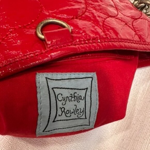 Vintage Y2K Cynthia Rowley Red Quilted Patent Shoulder Bag - Picture 3 of 12